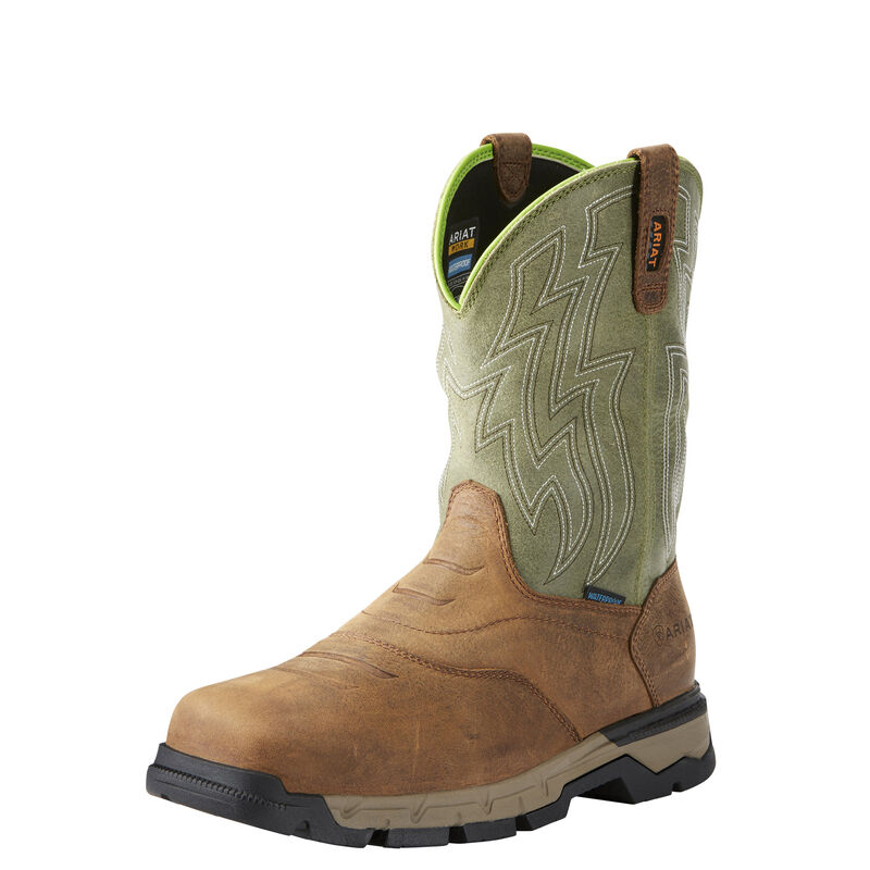 Ariat Rebar Flex Western Waterproof Composite Toe - Miesten Ruskea/Vihreä Työsaappaat ( PBQMDE-463 )